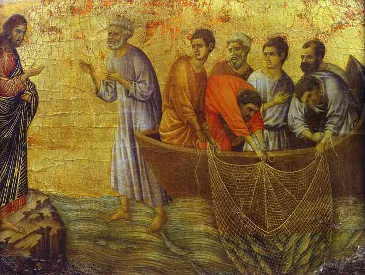Duccio di Buonisegna, La pesca milagrosa (1311). Museo dell’Opera del Duomo, Siena